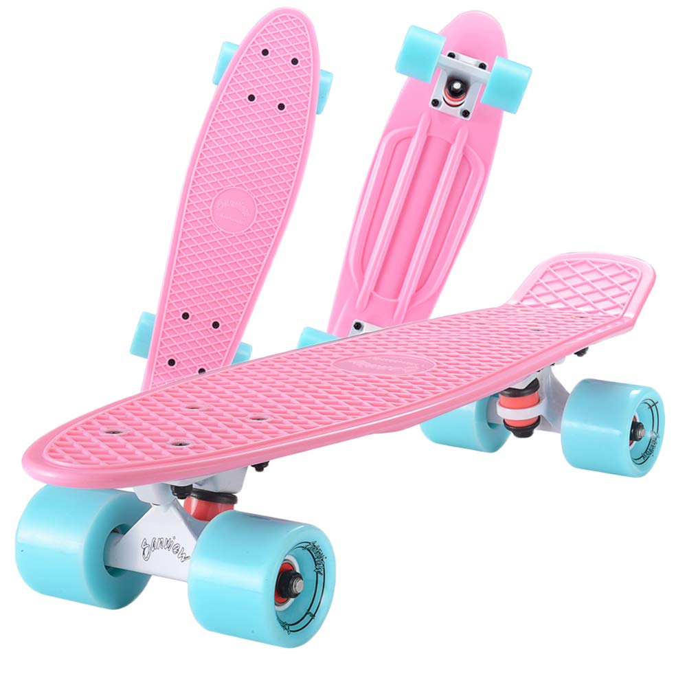 Complete 22 Inch Mini Cruiser Skateboard for Youths Beginners or Kids