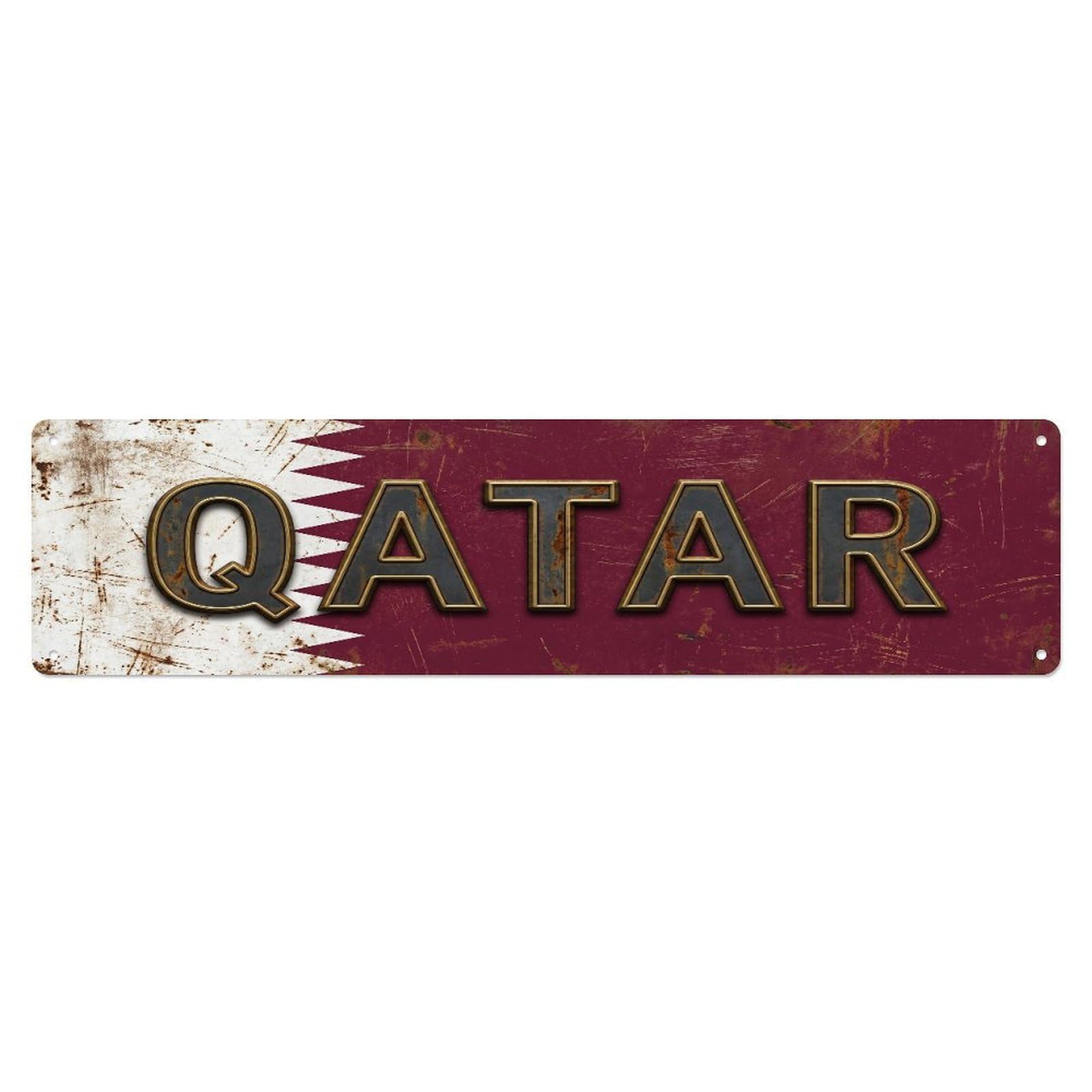 Fqcyn Style Metal Tin Sign Vintage Qatar Flag Pattern