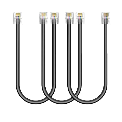 Paquete de 3 cables de extensión de teléfono de 6 pulgadas con enchufes RJ11 6P4C estándar para teléfono fijo y fax (3, blanco, 6 pulgadas) disponible en Yaxa Guatemala