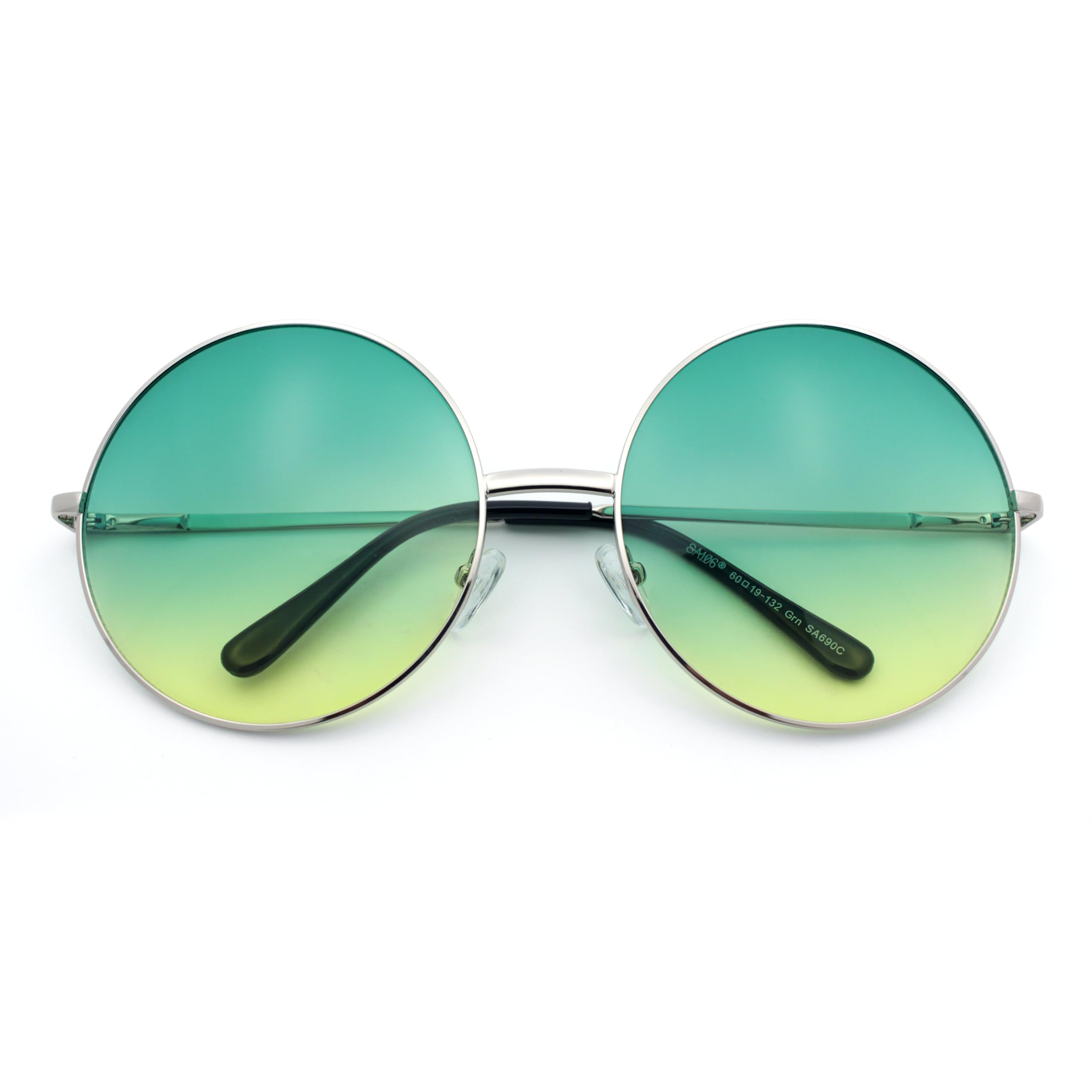 SA106 Hippie Retro Groovy Gradient Oversize Circle Lens Round Lennon Sonnenbrille, Gr n (hellgrün), Einheitsgröße