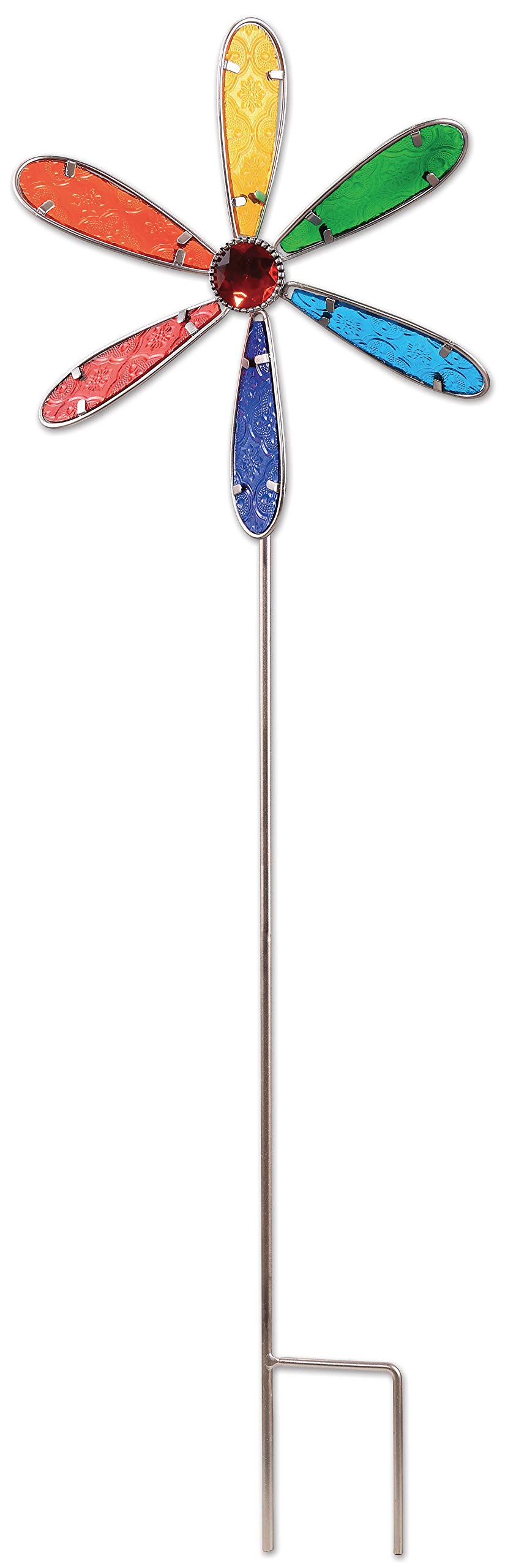 Sunset Vista Designs Pinwheel Wind Spinner Garden Stake, 28-Inches, Rainbow