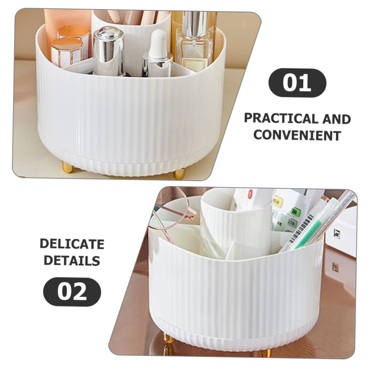 4 Piezas Organizador de Maquillaje para tocador Tapa Cromo Titulares cosmético Cajas almacenaje Cajas de almacenaje Organizador de Pinceles Cubo de Cepillo doméstico páginas Cabilock