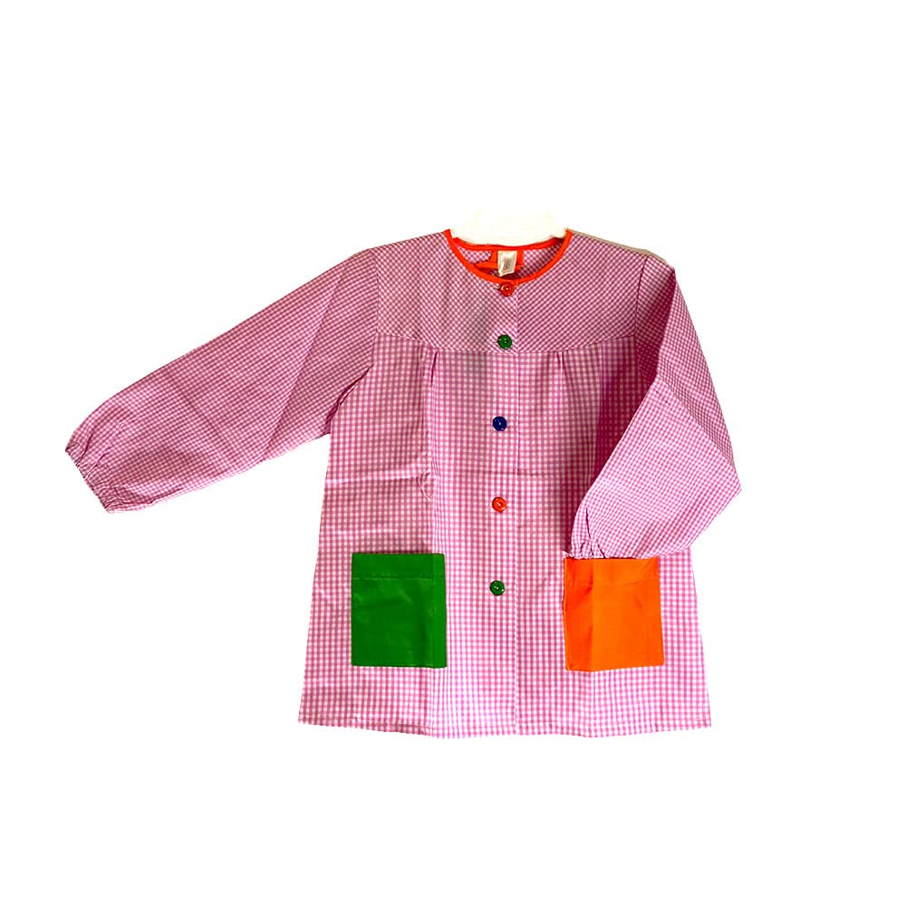 PLUS HOME Bata con botones escolar infantil para ñino-ñina con 6 colores y tallas de 2-14años con dos bolsillo laterales y elástica en puño