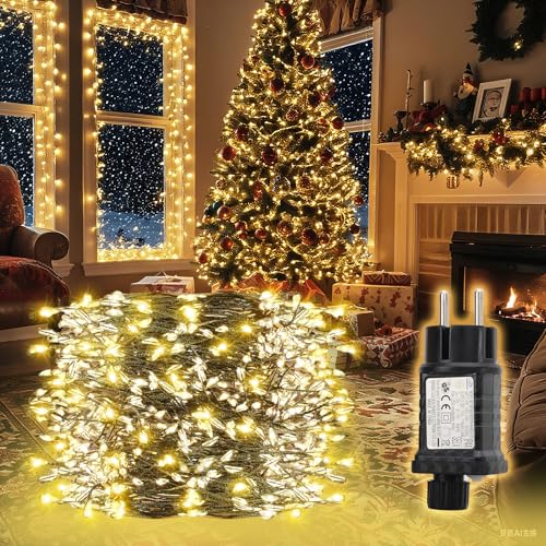 SALCAR LED Cluster Lichterkette Draht Weihnachtsbaum, 10m 400er LED...