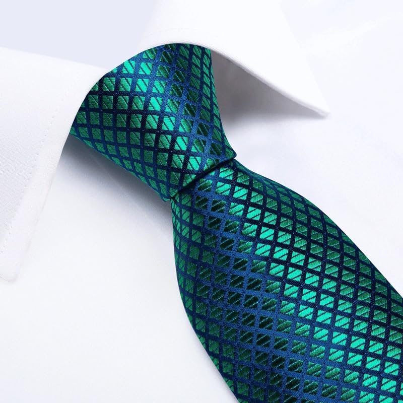 Corbata de seda para hombre con pañuelo y gemelos miniatura 3
