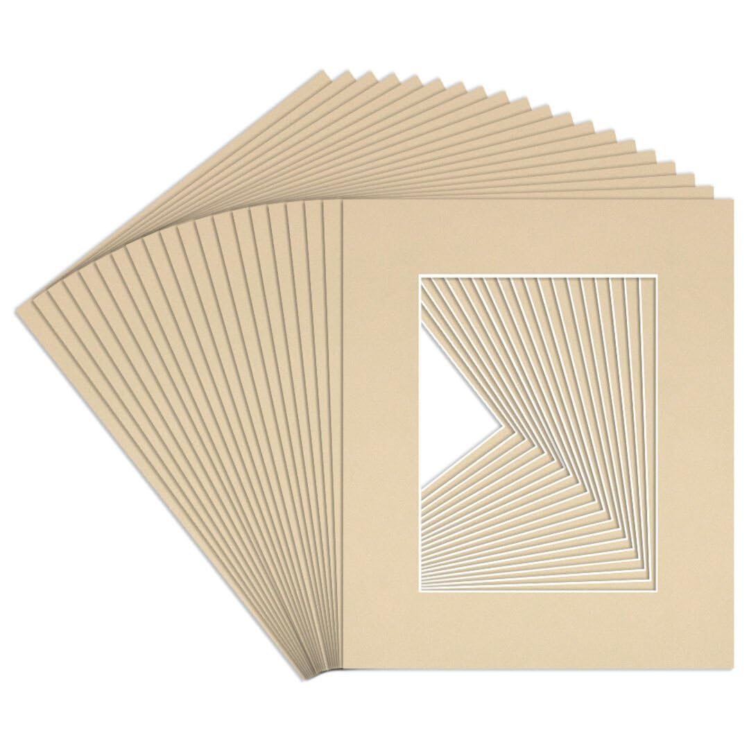 Procut Global 12x10" Ivory Picture Mounts to Fit 8x6" Aperture - Precision Cut Cardboard Photo Mount - Ideal for Frames, Prints, Artwork & Certificates - Sizes & Colours Available - 20 Pack