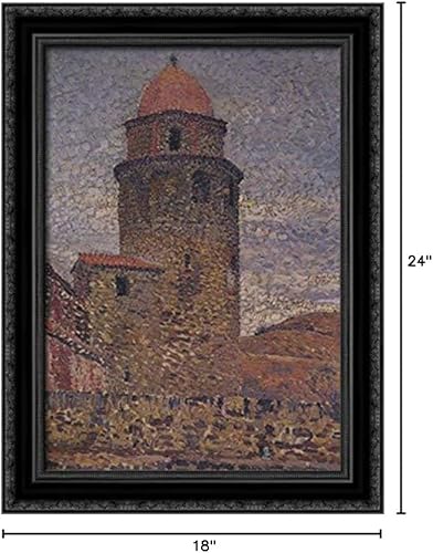 La Campana a Collioure 18x24 Black Ornate Wood Framed Canvas Art by Henri Martin