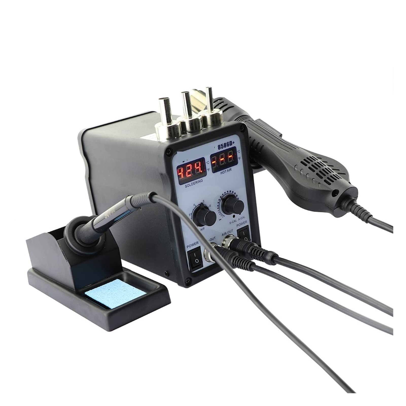 Stazione Saldante, Stazione di saldatura 8586D + Display digitale 2 in 1 Ironia di saldatura elettrica + pistola ad aria calda SMD Stazione di rielaborazione(SET-3)