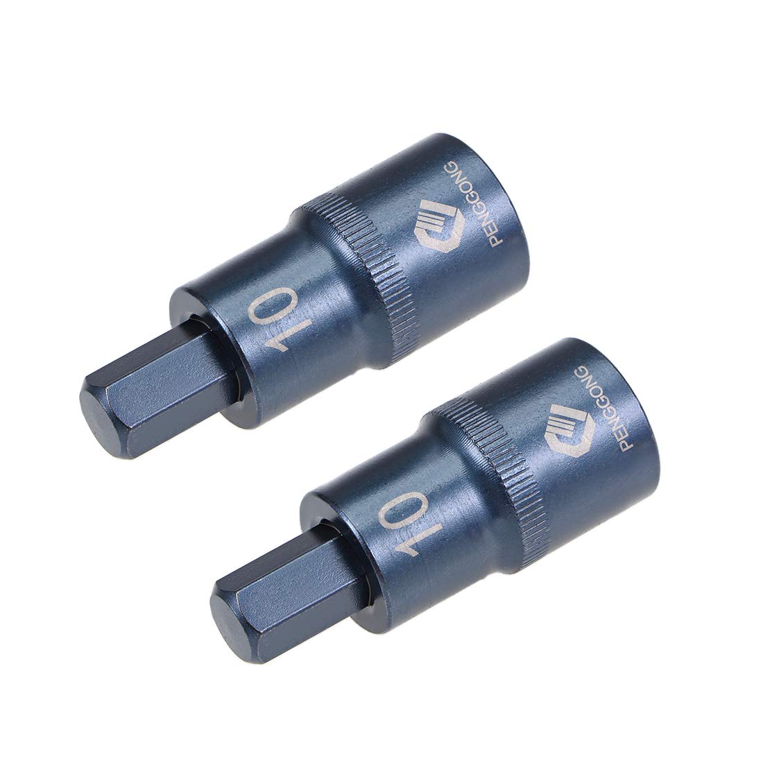 uxcell 1/2" Drive x H10 (10mm) Hex Bit Socket, S2 Steel Bits, CR-V Sockets Metric 2" Length (For Hand Use Only) Blue 2pcs