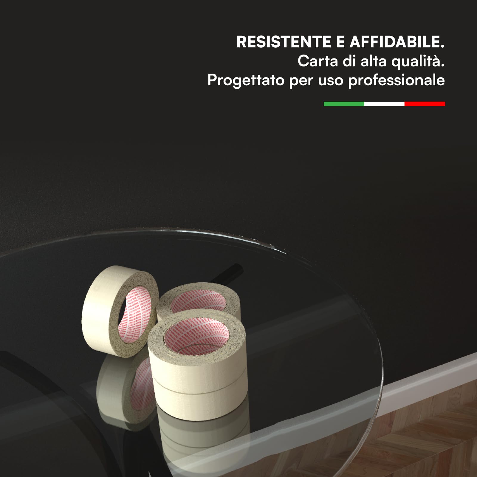 DNK TRADE Ruban de papier – 24 rouleaux de ruban de peintres 38 mm x 50 m – Papier gommé professionnel 38 x 50 recyclable pour masquage peinture et blanchiment