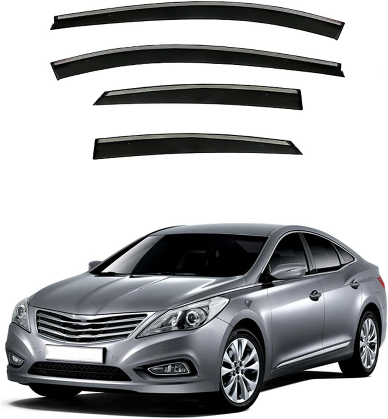 FengXH Window Deflectors for Hyundai Azera MK5 HG 2012-2016 - 4pc Smoke Tint, Waterproof, Noise Reducing.