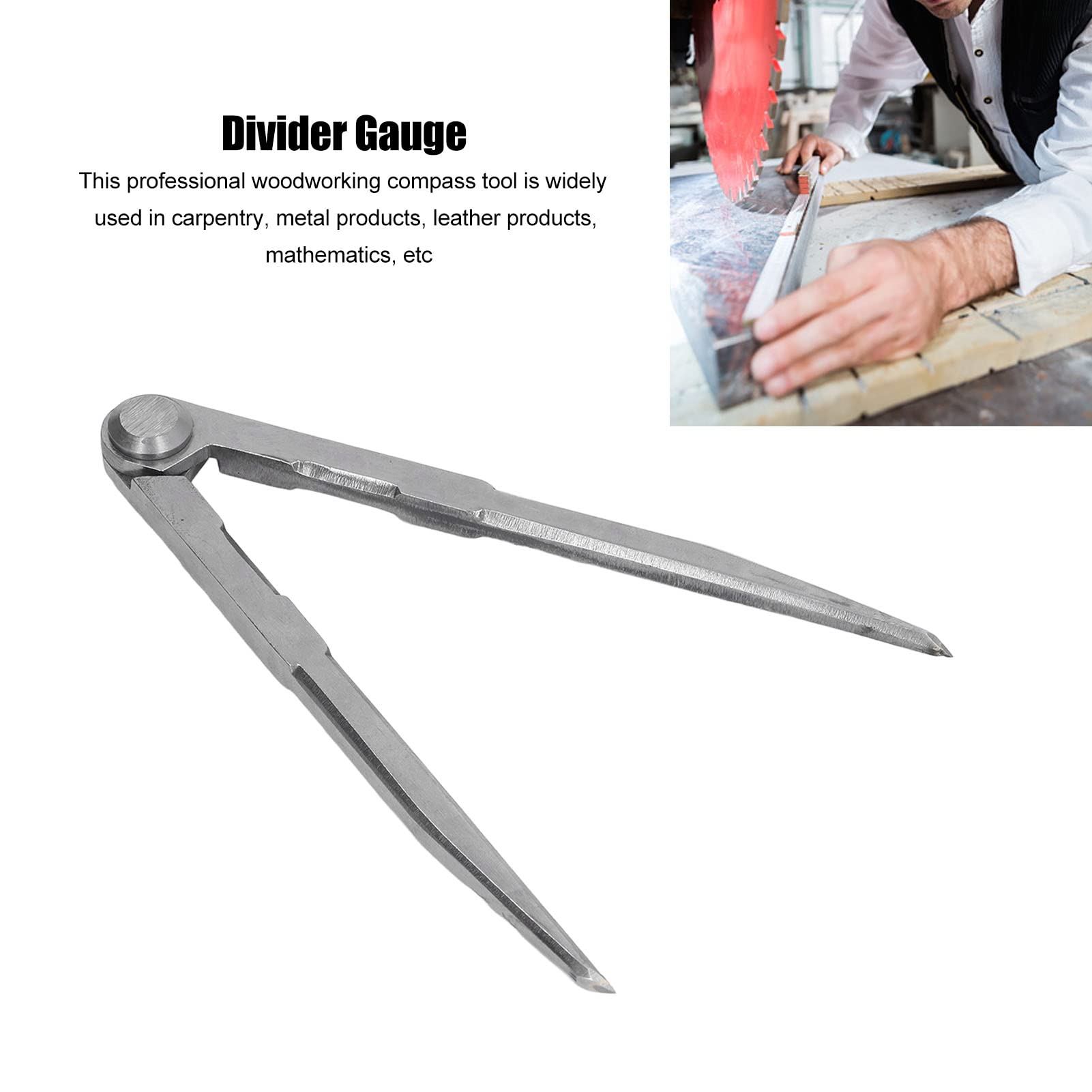 GYZOUKA 200mm Carbon Steel Wing Divider Compass Accurate Positioning for Woodworking and Leather Craft Tools