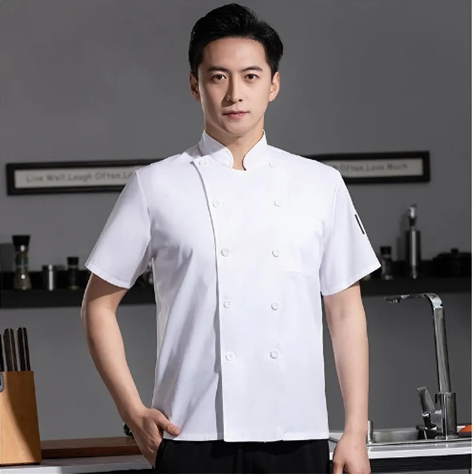 Divisa da cuoco Camicie da cuoco Tuta cucina a maniche corte Abiti lavoro Hotel Ristorante Mensa Costume Camicia Uomo Donna per chef