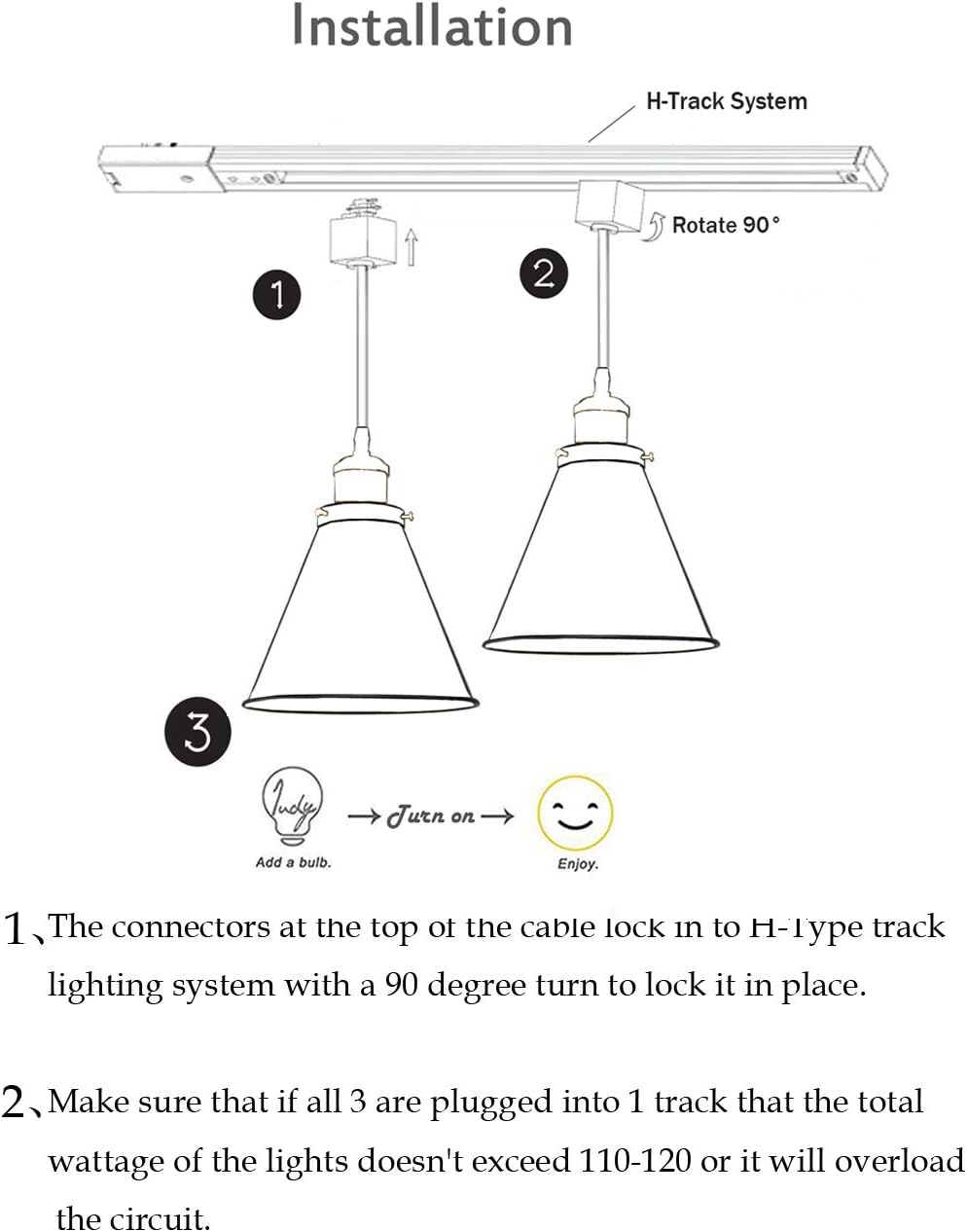 Kiven Dimmable H-Type Track Lignting Pendant Antique Industrial Oil Rubbed Bronze Pendant Light 3 Pack,Bulb Included