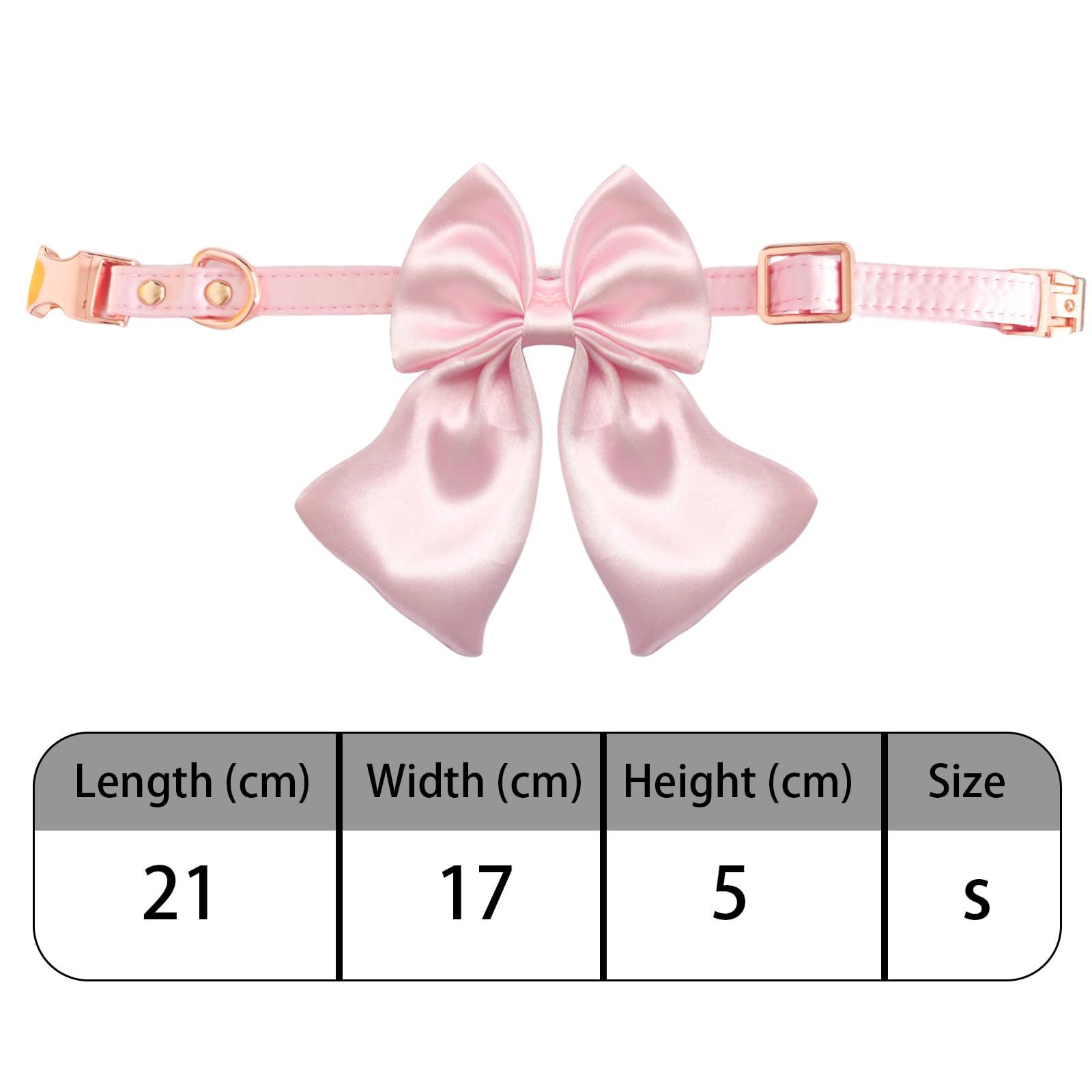 BMYUK Bow Dog Collar Unique Style Claw Wire Adjustable Durable Detachable Suitable for Small Dogs and Cats (Pink) (s) - Image 2