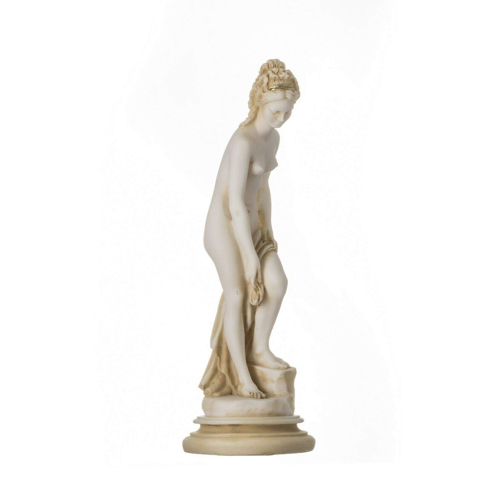 BeautifulGreekStatues Elena di Troia Sparta Scultura Statua in Alabastro Figura Femminile Nuda 23cm Tono Dorato
