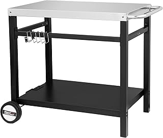 Royal Gourmet Double-Shelf Movable Dining Cart Table,Commercial Multifunctional Stainless Steel Flattop Worktable PC3401S
