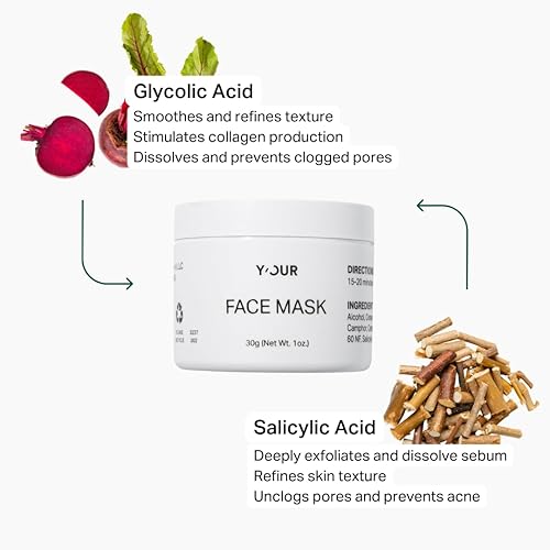 Miniatura 2 de Y'OUR Mascarilla facial purificadora de desintoxicación: removedor de puntos negros, puntos blancos y poros; cuidado antiacné y espinillas; limpieza