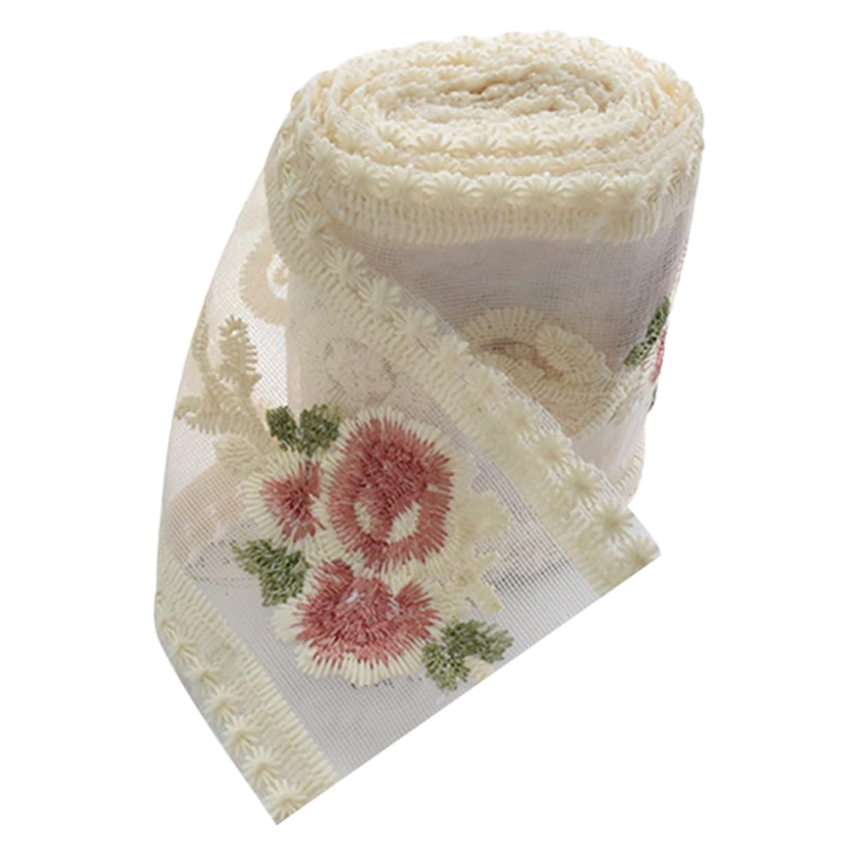 VILLCASE 4 Rollos Material De Accesorios Para El Cabello De Encaje Rosa Bordado Ribete De Encaje Rojo Decoración Artesanía Bralette De Apliques De Bordado De Cinta Tela