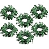 Juvale Christmas Candle Ring - 6-Pack Artificial Pine Mini Wreath, Plain Greenery Design, Festive Pillar Candle Holder Centerpiece Decoration, Holiday Party Ornament, Green, 11.5 Inches