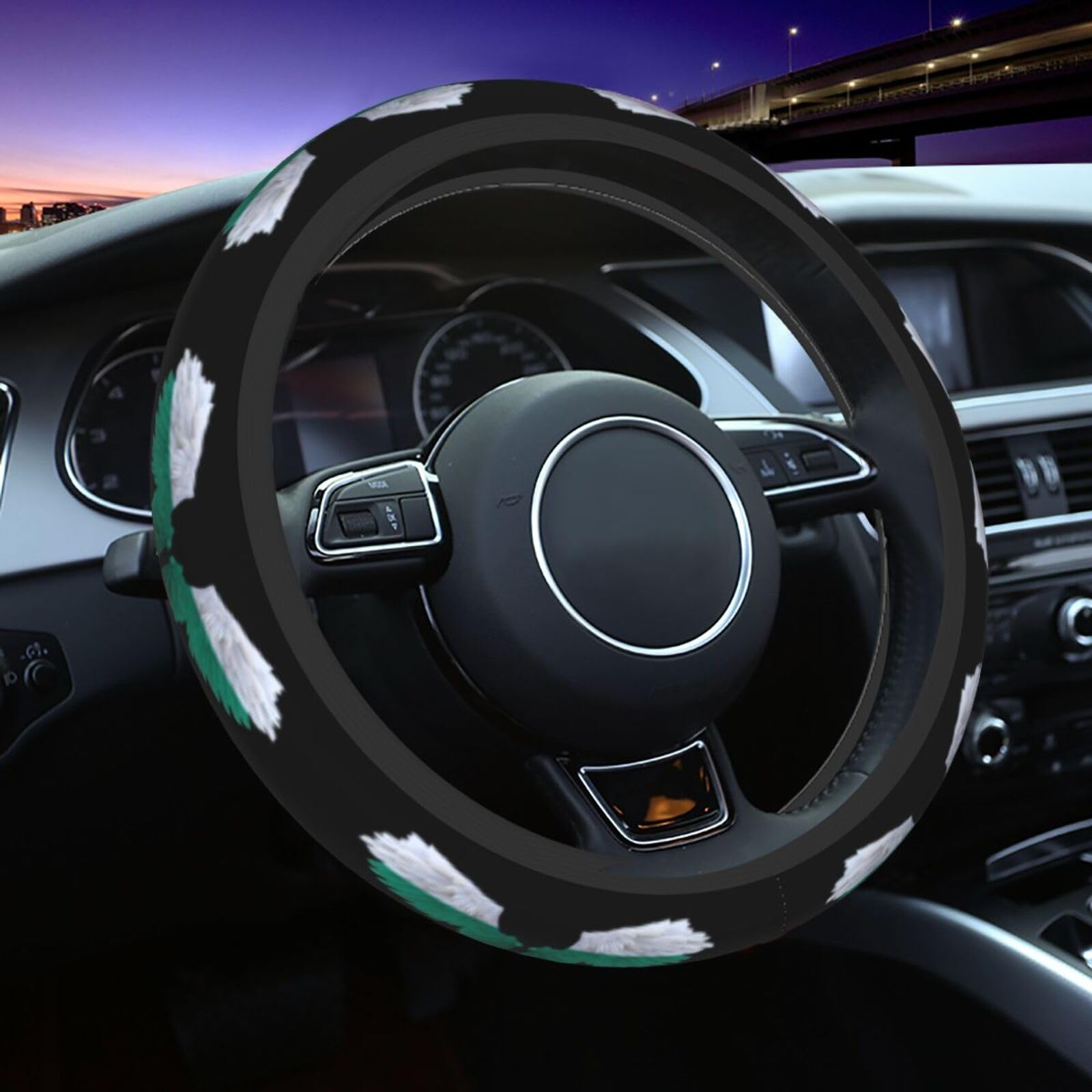 Wings Bulgaria Bulgarian Flag Car Steering Wheel Cover Elastic Fabric Non-Slip Steering Wheel Protector Universal Vehicle Auto Car 15 Inch for Men Women Gift