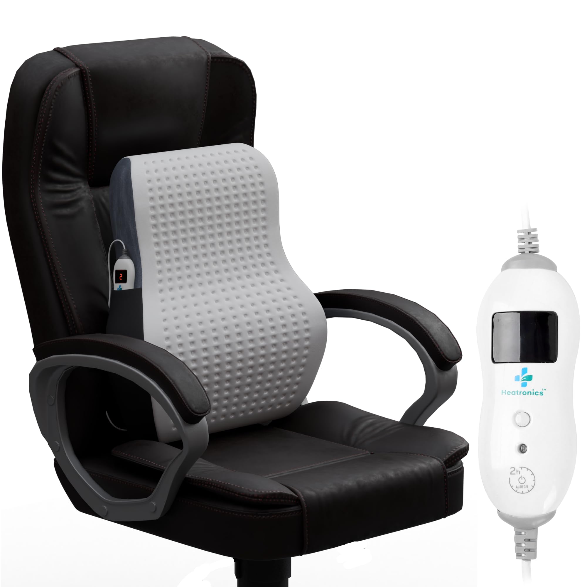 Heated Backrest Cushion (Executive) | 5 Heat Levels + SafeHeat™ Auto Shut-Off | ThermoSync™ Smart Sensor | TheraFlex™ 6-Layer Build | 1-Year HeatCare™ Warranty