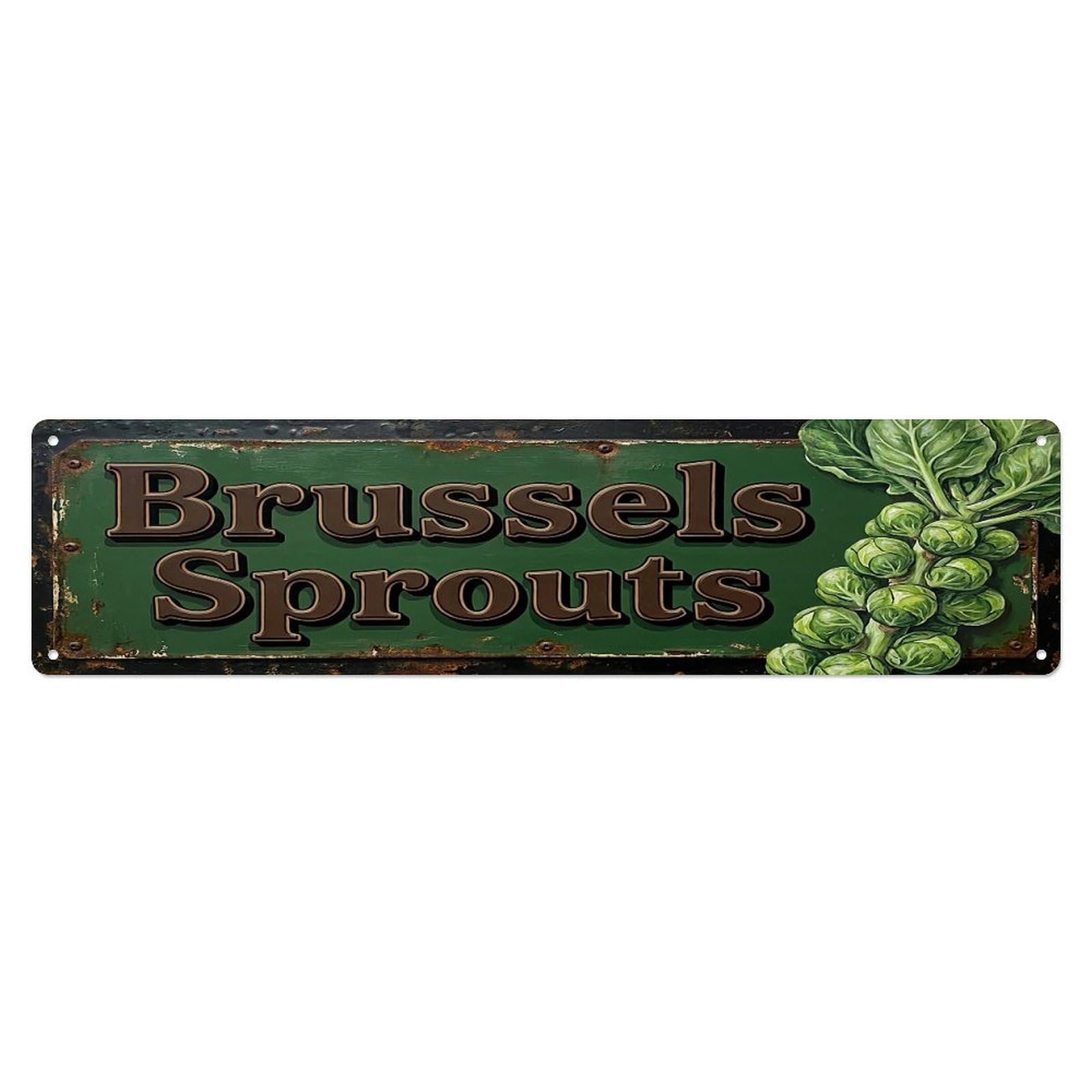 Vintage Brussels Sprouts Roasted Farmhouse Metal Tin Sign