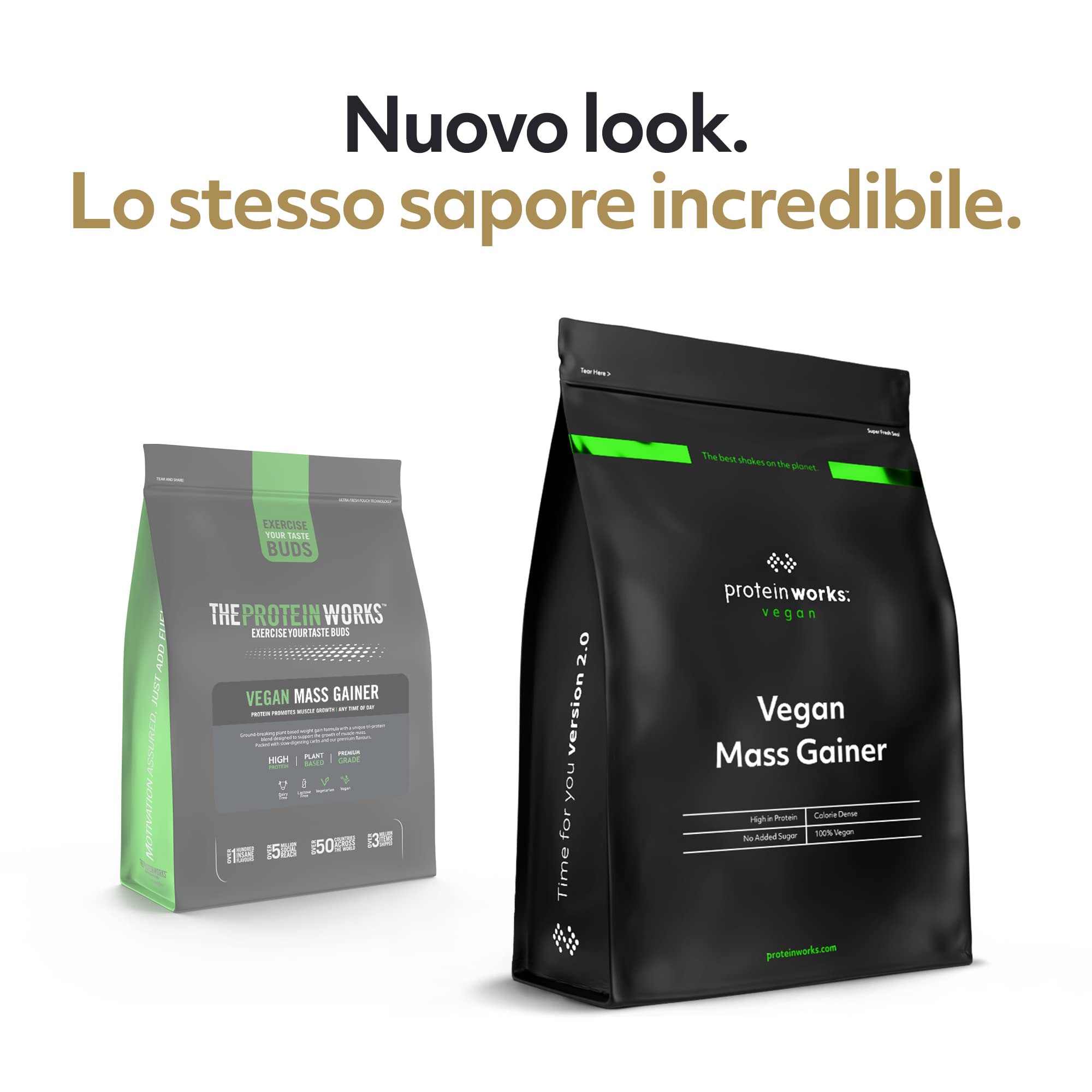 THE PROTEIN WORKS Mass Gainer Vegano Frullato di Proteine in Polvere Ipercalorico, Iperproteico, Ricco di Carboidrati, Mass Gainer, Panna & Fragole, 2 kg