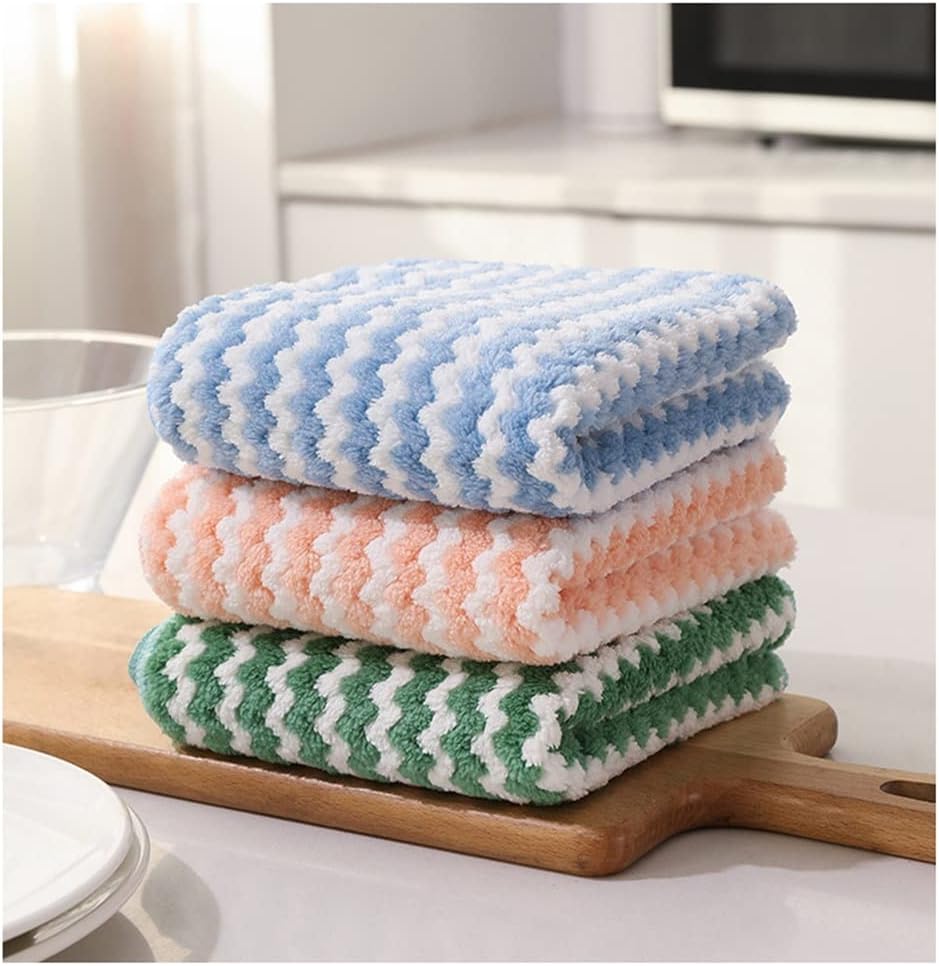 5 Packs of Fiber Towel Absorbent Tableware Cloth Kitchen rag degreasing Household Kitchen Supplies