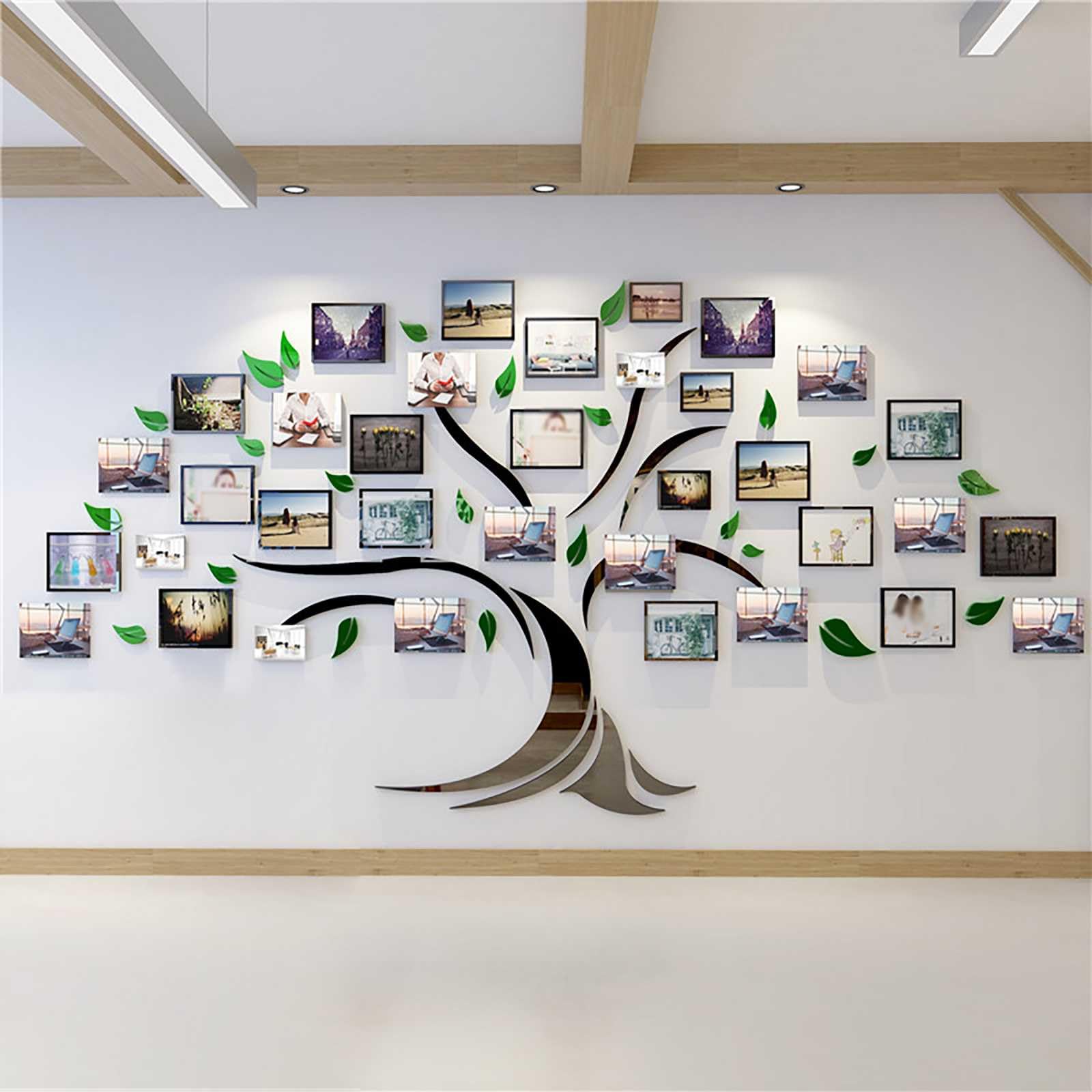 Wandtattoo 3D Stereo,Aesthetic Room Decor Abnehmbar Bilderrahmen Collage Für Verschiedene Szenarien,Fotowand Baum Wandsticker Mit 35 Pcs Bilderrahmen