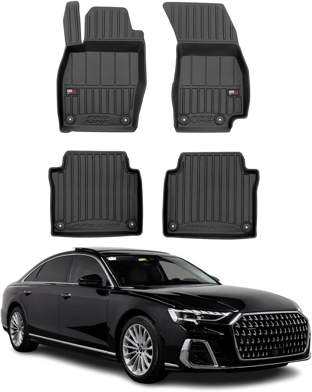 OMAC Floor Mats for Audi Q2 2018-2023 Car Mats All Weather Custom Fit Rubber Mat Waterproof Odorless TPE Floor Liners Laser Measured Non-Slip (Black)