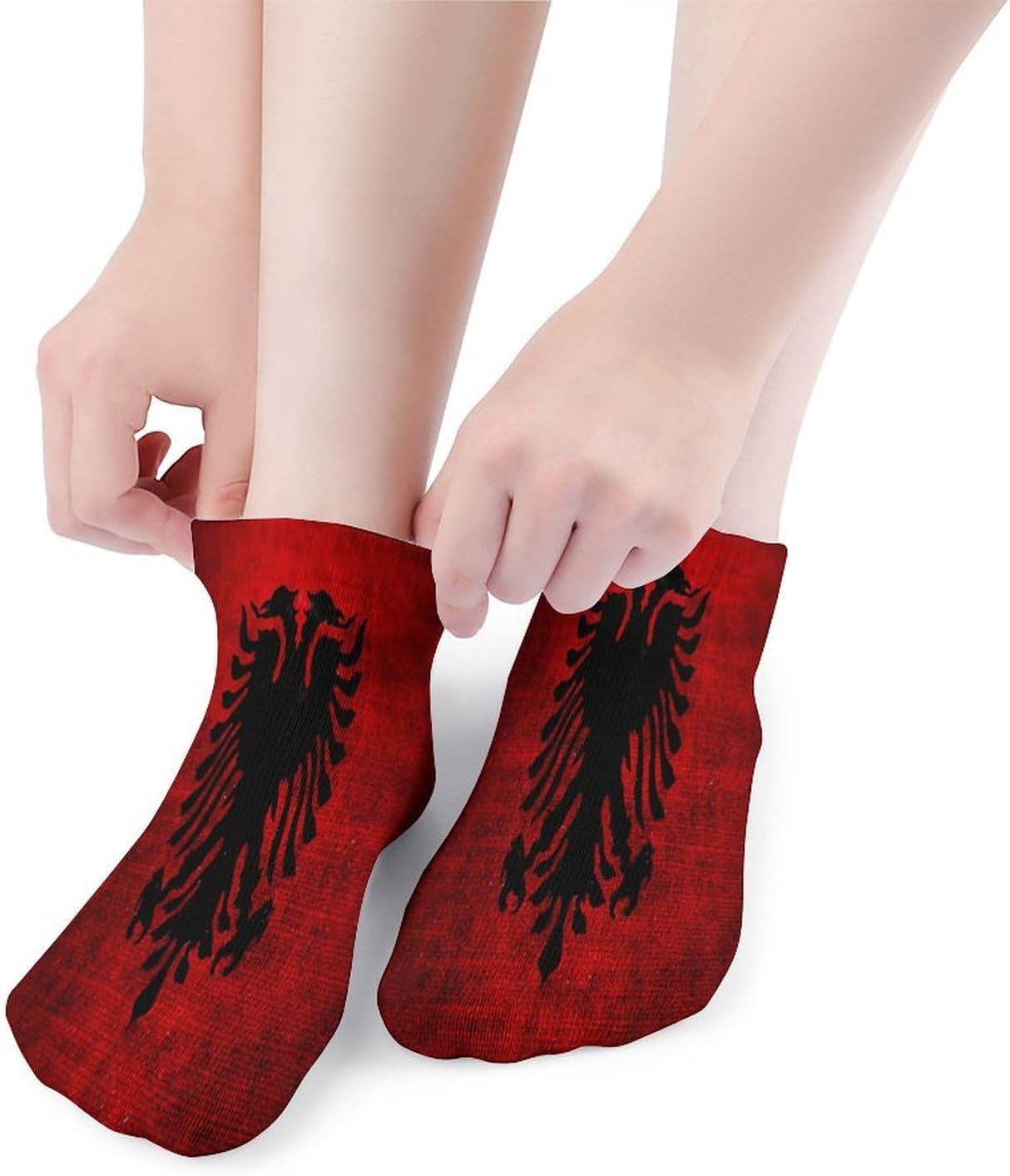Albanian Flag 5 Pairs Low Cut Ankle Socks Casual Liner Sock No Show Invisible Socks for Men Women