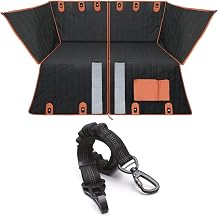 Owleys Hard Bottom Dog Car Seat Cover for Back Seat - Waterproof Pet Hammock with Mesh Window & Storage - Heavy Duty Backseat Extender for Dogs - Includes Adjustable Dog Seat Belt for Car - Black