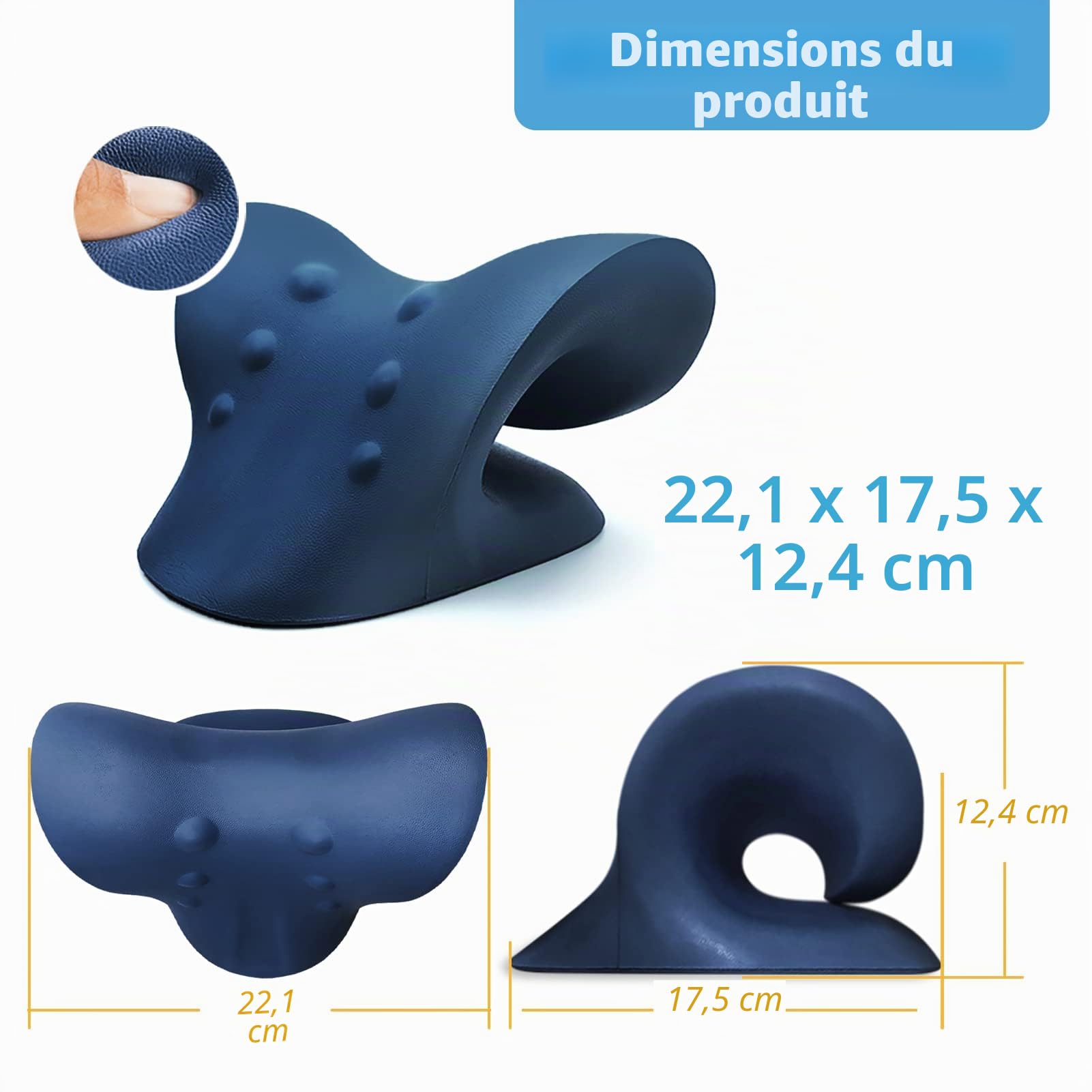 Neck Relax, Coussin Cervicales Douloureuses, Cervicales Douloureuses, Coussin Cervicales, Traction Cervicale, Etireur de Cou Correction de Posture Cervicale Soulager Articulaires(Bleu Marine)