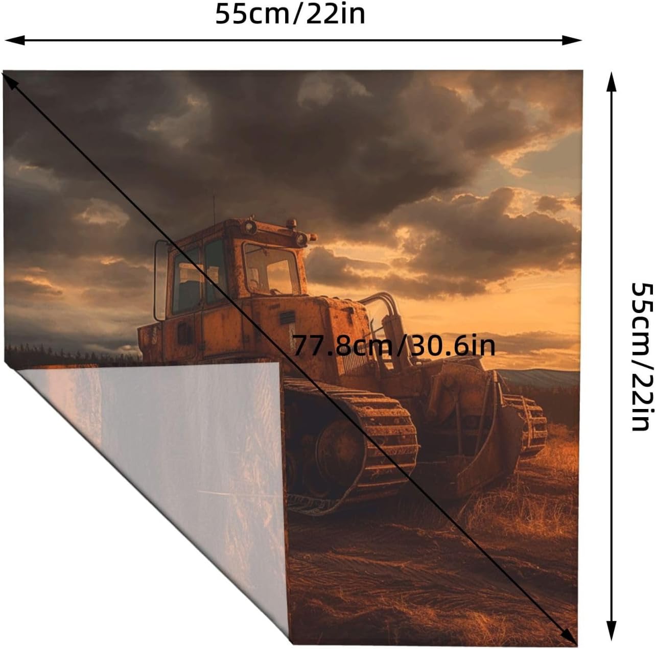 Cotton Bandanas 22x22 inches Bulldozer Evening Square Scarfs for Men Women Novelty Headband Handkerchiefs