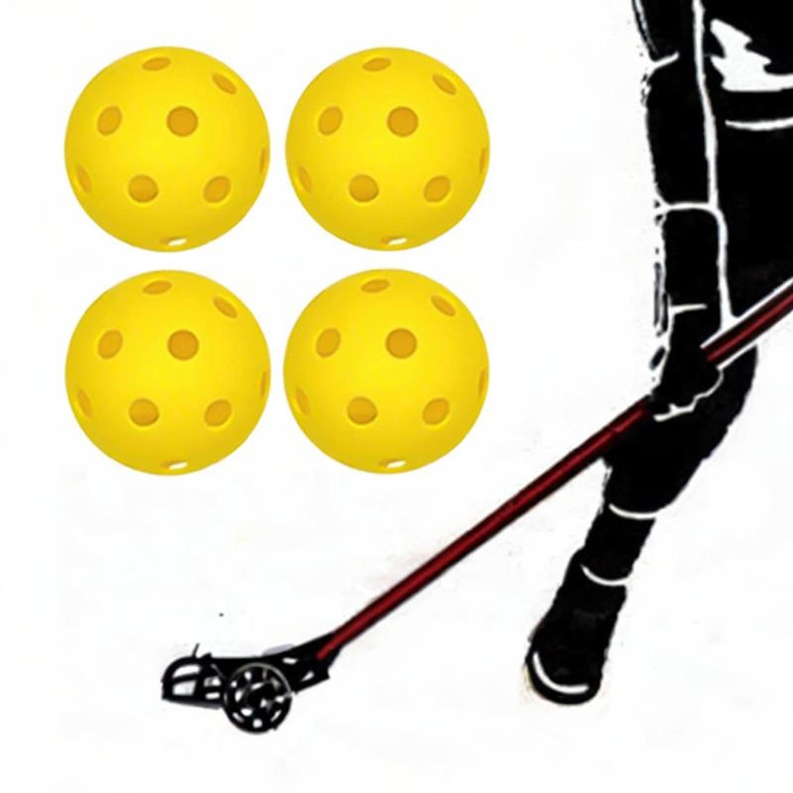 4 Stück Floorball Bälle Unihockey Bälle Trainingskugeln Ersatzbälle PP Material mit Innovativem Design Perfekte Balance Und 26 Löchern für Erwachsene
