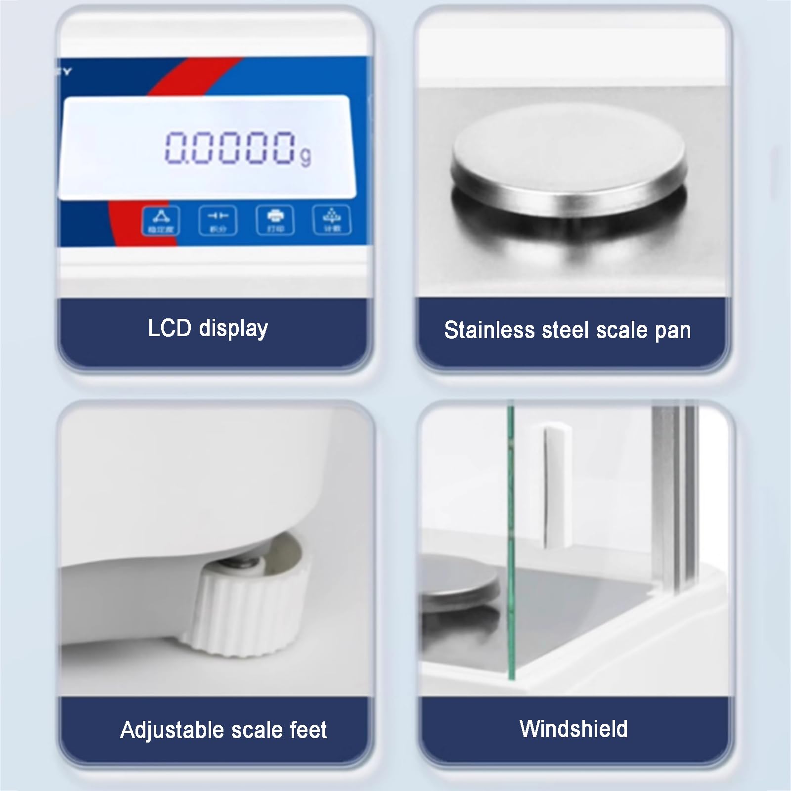 Balanza analítica de precisión de 0,1 mg, báscula electrónica digital con pantalla LCD, parabrisas, RS232, para investigación científica de joyería