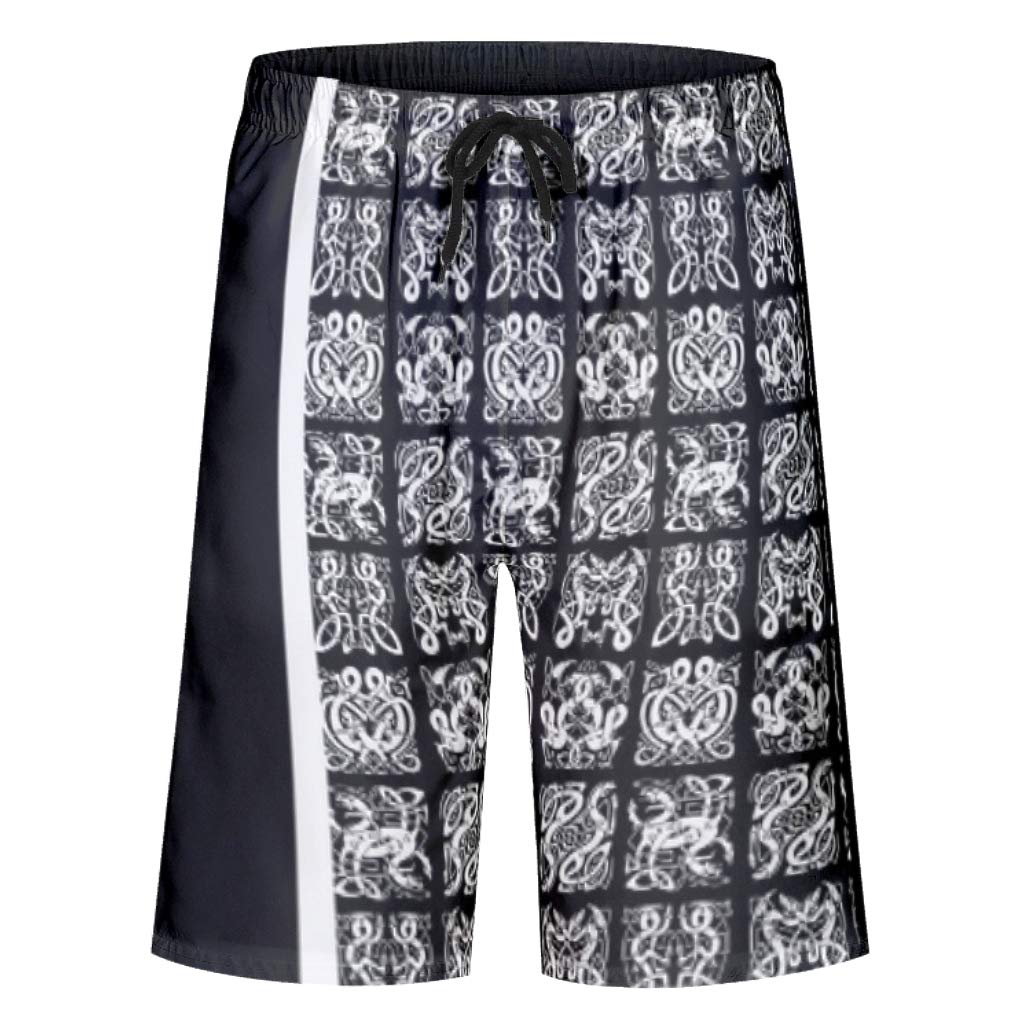Eceitti Viking blackblack Funny Men's Volley Swim Swimsuit or Athletic Shorts Quick Dry with Drawsting Viking