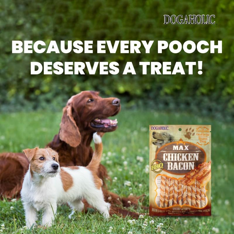 Image of Dogaholic Dog Treat Combo of Chicken Bacon BBQ Flavor Bone Shape and Stick Training Snacks, 130 g Each, Rich in Protein & Vitamins