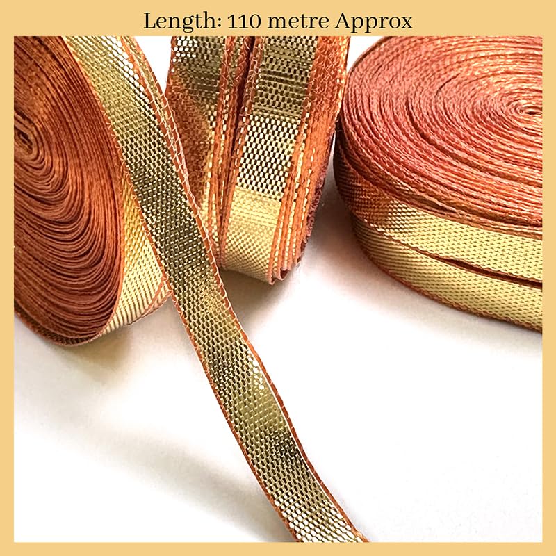 Embroiderymaterial Gota Laces Borders Material for Dresses Clothes Apparels Saree Blouses Making Purpose Gold Color (110 Meter) 2