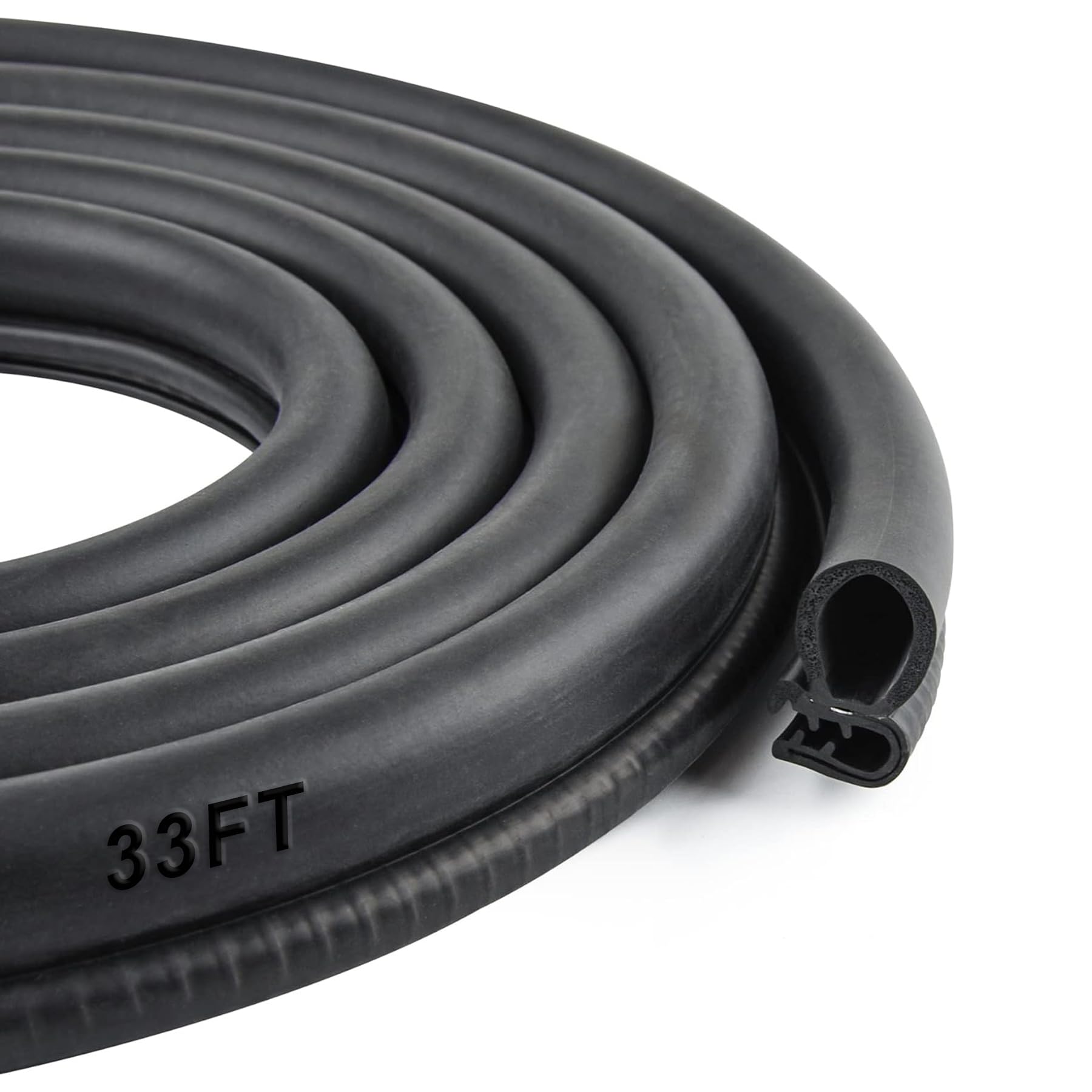 MYFAMIREA Car Door Rubber Seal Strip with Side Bulb, 33 Feet PVC Bulb Trim with EPDM Automotive Rubber Weather Stripping for Cars, Boats, Trucks, RVs, and Home Applications