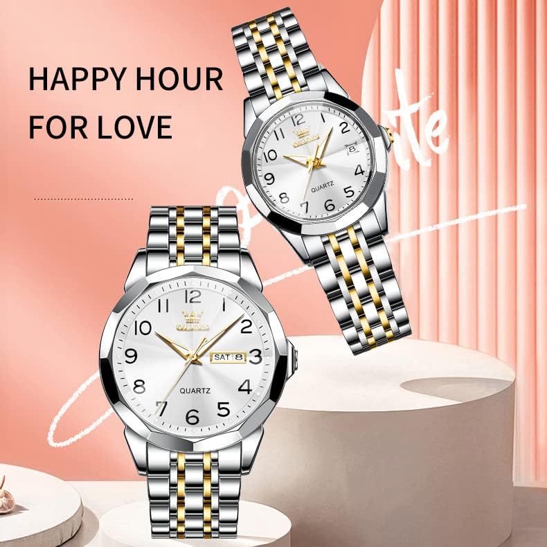 Miniatura 5 de OLEVS Reloj de Pareja San Valentín Relojes a Juego para Parejas Para Él y Ella Conjunto de Pareja Reloj de Pulsera Hombres y Mujeres Amantes Boda