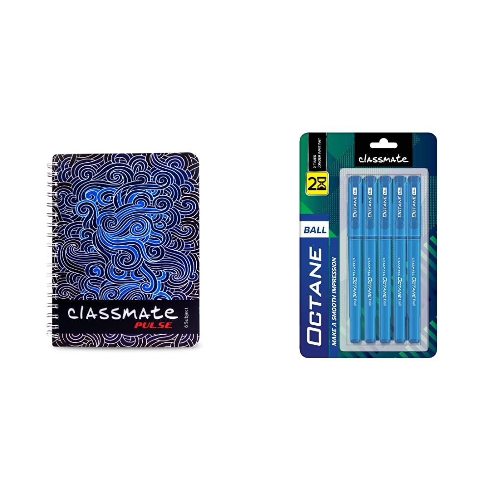 Classmate Pulse 6 Spiral Notebook - 240 mm x 180 mm, Soft Cover, 300 ...