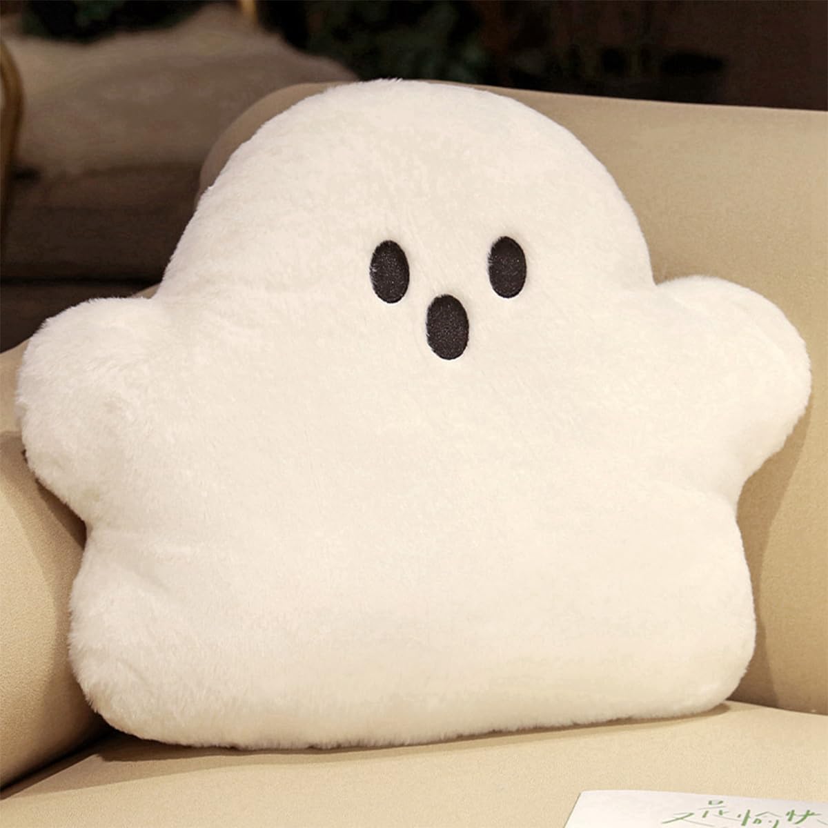 UKadou Cartoon White Ghost Throw Pillow Simple Cloud Decorative Throw Pillow (18.9 * 14.9in)
