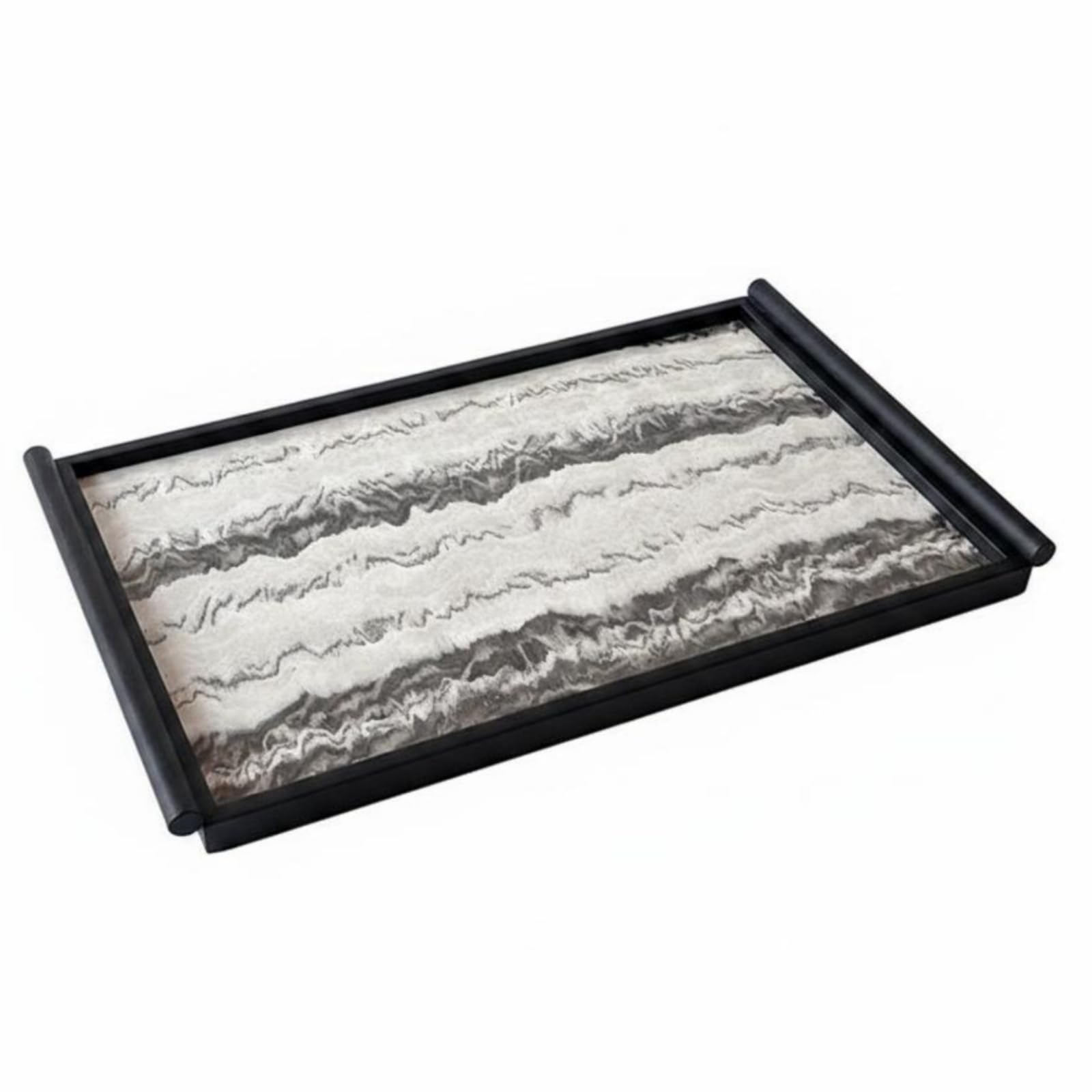 Milageto Bandeja Texturizada Decorativa Metálica Servir Centro; Acabado con Borde Oscuro Adecuada para Escritorio Consola Mesa, Grande, Bandeja Texturizada