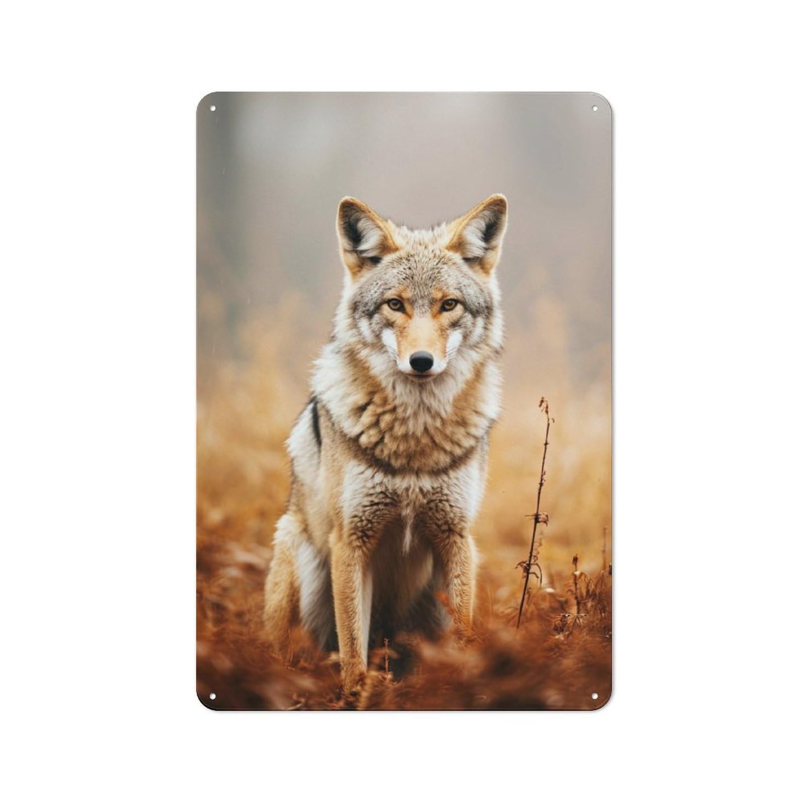 Junmoney Wolf Cub Vintage-Inspired Tin Sign 30X20cm For Living Room Wall, For Display In Living Rooms And Feature Walls
