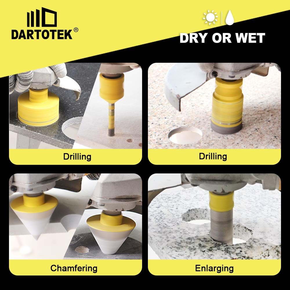 Diamond Drill Bits Set 10pcs, 8pcs 6/6/8/20/35/40/50/68mm M14 Hole Saw, 50mm Beveling Bit - Image 3