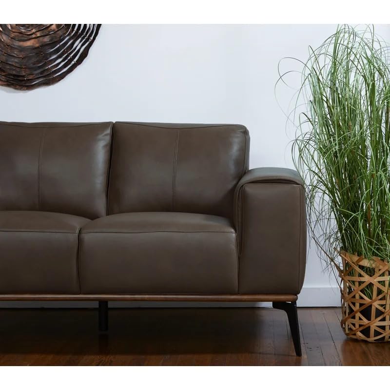 Image of LEGACY OF COMFORT Conley 86'' Leather 3 Seater Sofa Three Seater Lounger for Living Room Offices Hotels (Brown, Three Seater)