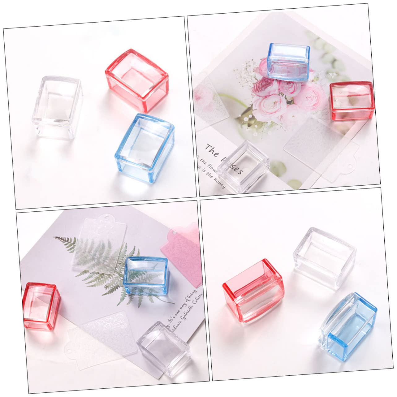 minkissy 12pezzi Stampini Per Unghie Trasparenti Kit Per Manicure Strumenti Professionali Per Decorazione Unghie Salone e Casa Colori Trasparente