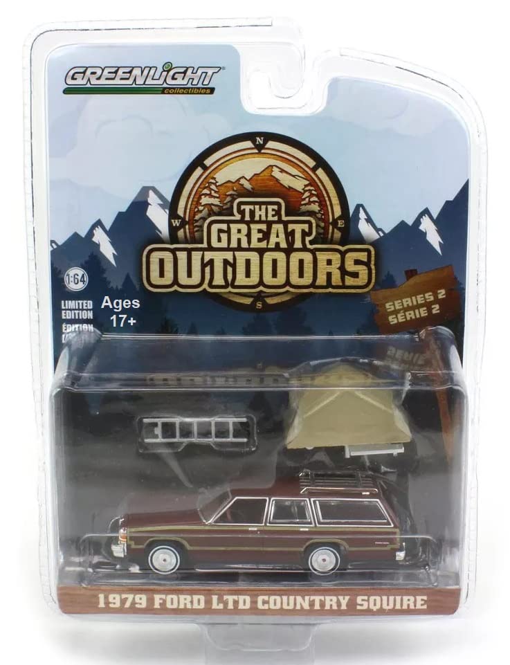 Greenlight 38030-C The Great Outdoors Series 2 - 1979 LTD Country Squire with Camp'otel Cartop Sleeper 1/64 Scale Diecast